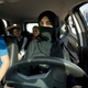 Razan, right, sits for the first time in the driver’s seat, with her trainer Francesca Pardini, an Italian ex-race car driver, during training sponsored by Ford Motor, in Jiddah, Saudi Arabia, Tuesday, March 6, 2018.